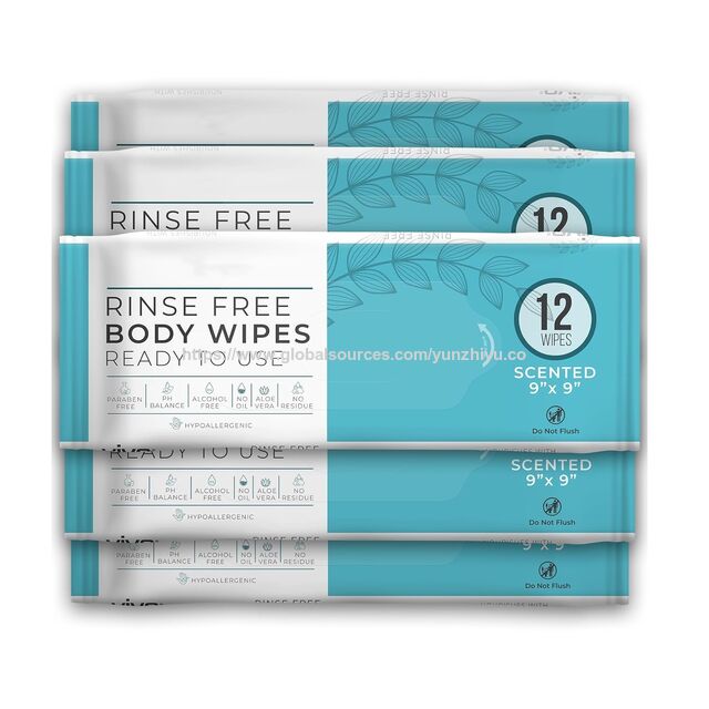 Lingettes Pré-humidifiées pour Adultes, Lingettes Corporelles Jetables, Lingettes Douces Non Parfumées
