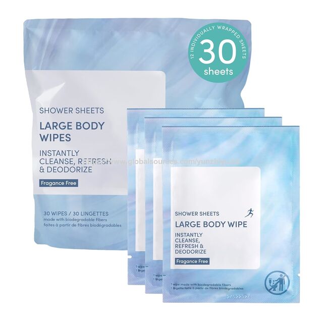 Lingettes Pré-humidifiées pour Adultes, Lingettes Corporelles Jetables, Lingettes Douces Non Parfumées