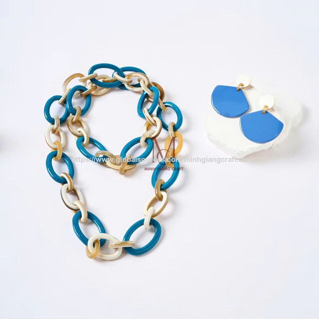 Collier Laqué en Corne de Buffle 100% Fait Main et Écologique, Bijoux Laqués Fabriqués au Vietnam