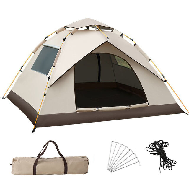 Tienda de playa para exteriores, tienda plegable totalmente automática para acampar, 3-4 personas, playa simple de apertura rápida, doble capa
