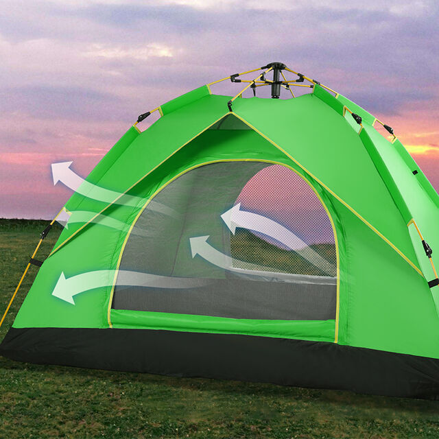 Tienda de playa para exteriores, tienda plegable totalmente automática para acampar, 3-4 personas, playa simple de apertura rápida, doble capa
