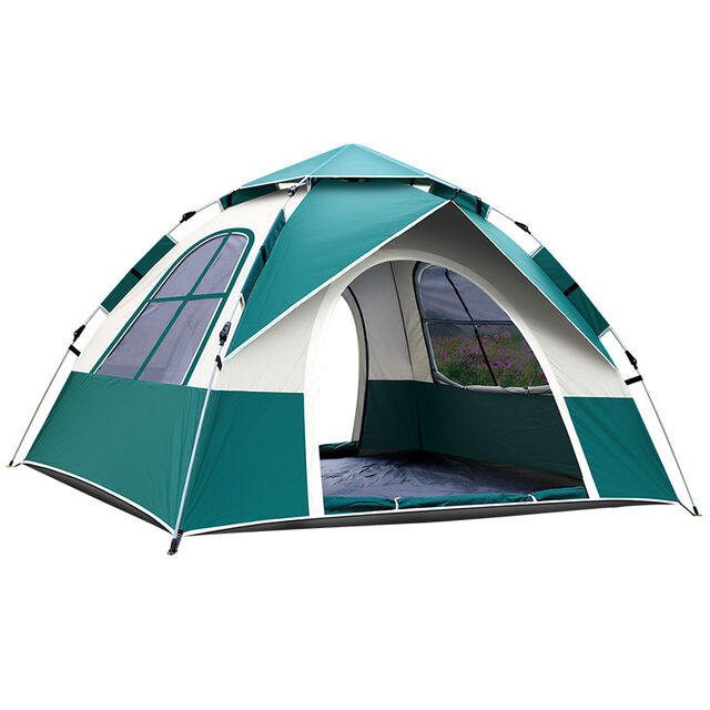 Tienda de playa para exteriores, tienda plegable totalmente automática para acampar, 3-4 personas, playa simple de apertura rápida, doble capa