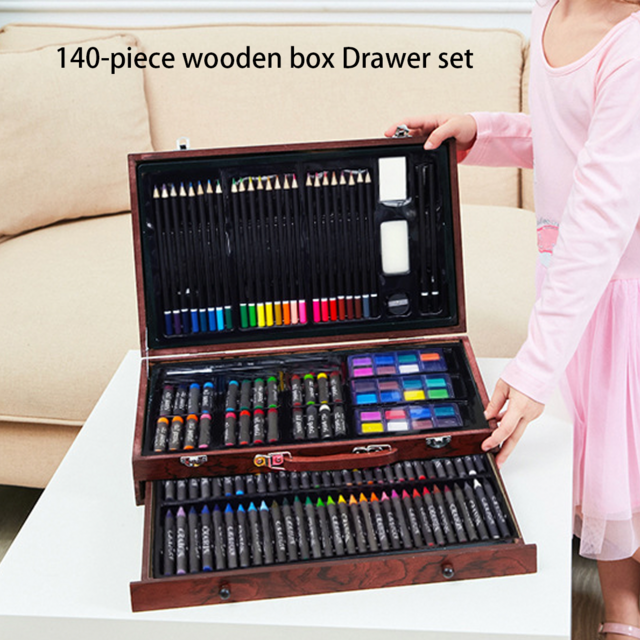 Set de Arte Profesional de 140 Piezas con Acuarelas, Pasteles al Óleo, Crayones, Lápices de Colores, Rotuladores y Lápices de Dibujo para Niños