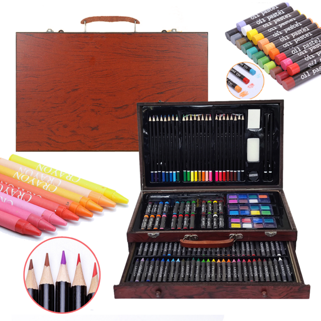 Set de Arte Profesional de 140 Piezas con Acuarelas, Pasteles al Óleo, Crayones, Lápices de Colores, Rotuladores y Lápices de Dibujo para Niños