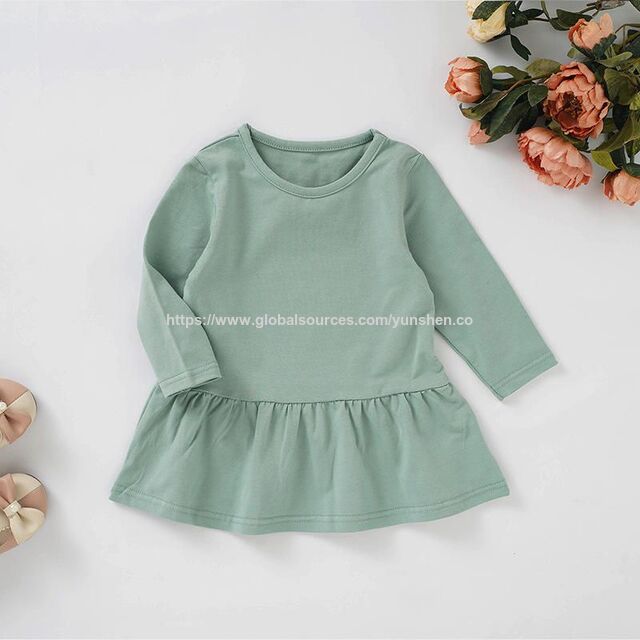 Baby-Kleid mit Rüschen, Kinder-Homewear 0-4 Jahre, Kinder-Logo individuell, hochwertiges, lässiges, schlichtes Strickkleid mit Rundhalsausschnitt und langen Ärmeln