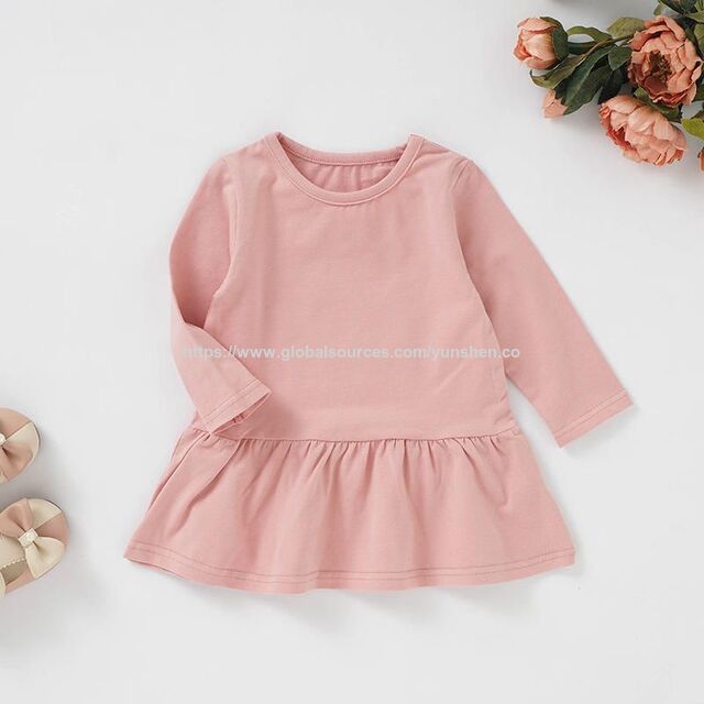 Baby-Kleid mit Rüschen, Kinder-Homewear 0-4 Jahre, Kinder-Logo individuell, hochwertiges, lässiges, schlichtes Strickkleid mit Rundhalsausschnitt und langen Ärmeln