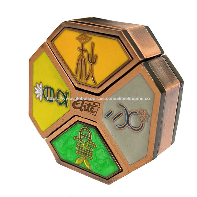 Monedas de Desafío Personalizadas al por Mayor, Moneda Conmemorativa Transformable Única con Tema de las Cuatro Estaciones