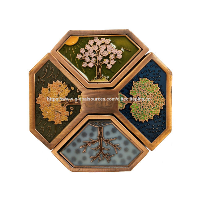 Monedas de Desafío Personalizadas al por Mayor, Moneda Conmemorativa Transformable Única con Tema de las Cuatro Estaciones