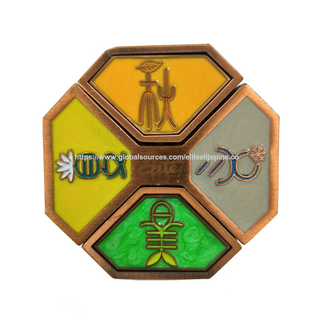 Monedas de Desafío Personalizadas al por Mayor, Moneda Conmemorativa Transformable Única con Tema de las Cuatro Estaciones