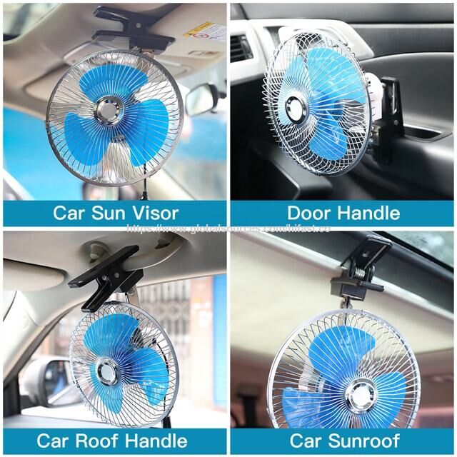Ventilador oscilante de 12 volts, ventilador portátil de 6 polegadas para carro, ventilador de clipe DC de 12 V para caminhão, RV, carro