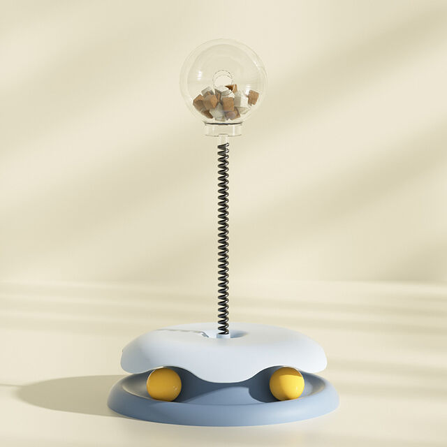 Jouets Amusants pour Chats Circuit Interactif avec Balle Distributrice de Nourriture - Jouets de Poursuite pour Chats