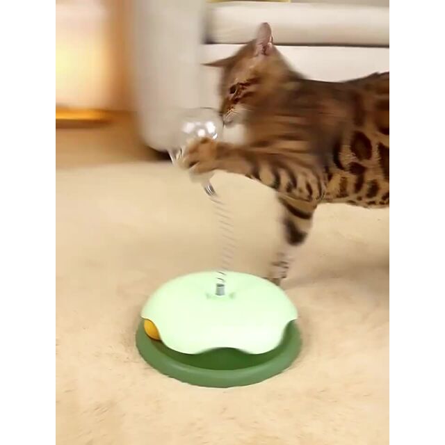 Jouets Amusants pour Chats Circuit Interactif avec Balle Distributrice de Nourriture - Jouets de Poursuite pour Chats
