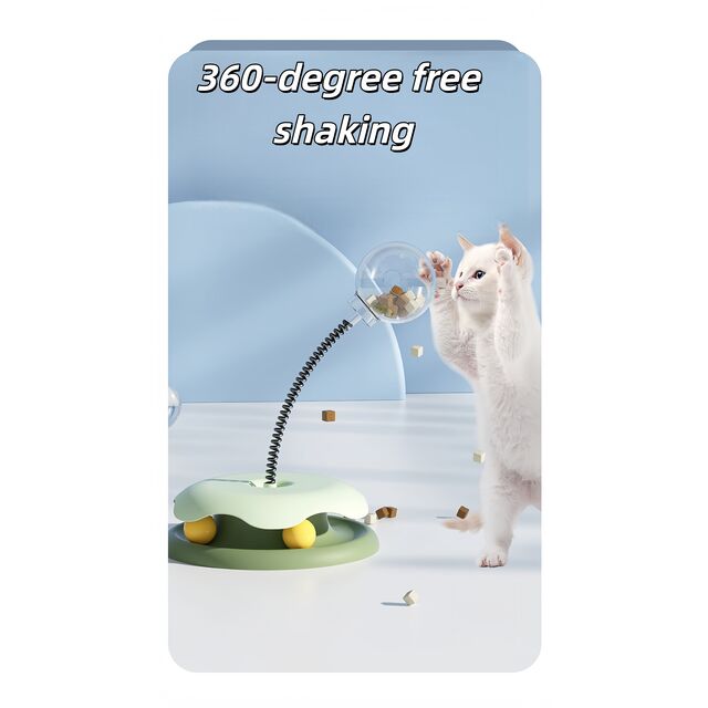 Jouets Amusants pour Chats Circuit Interactif avec Balle Distributrice de Nourriture - Jouets de Poursuite pour Chats