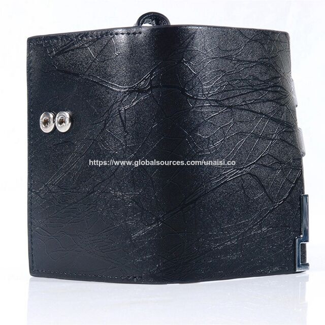 Llavero de cuero negro unisex personalizable - Billetera para llaves con llavero