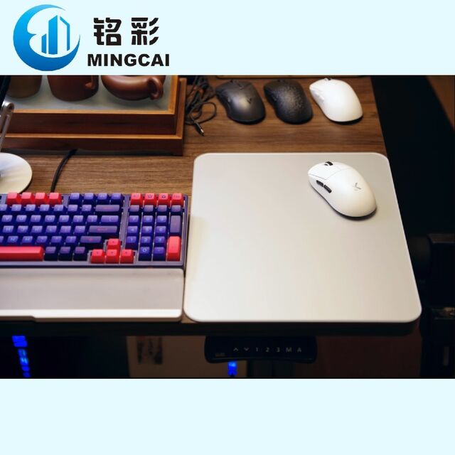 Tapis de souris gaming en verre trempé avec logo - Tapis de souris pour ordinateur de bureau - Tapis de clavier