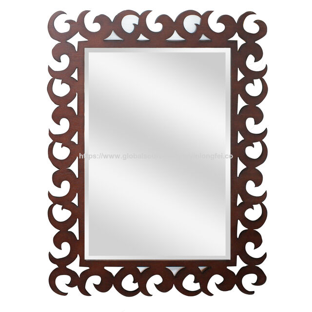 Espejo de Marco de Madera con Flores Barato para Decoración de Pared