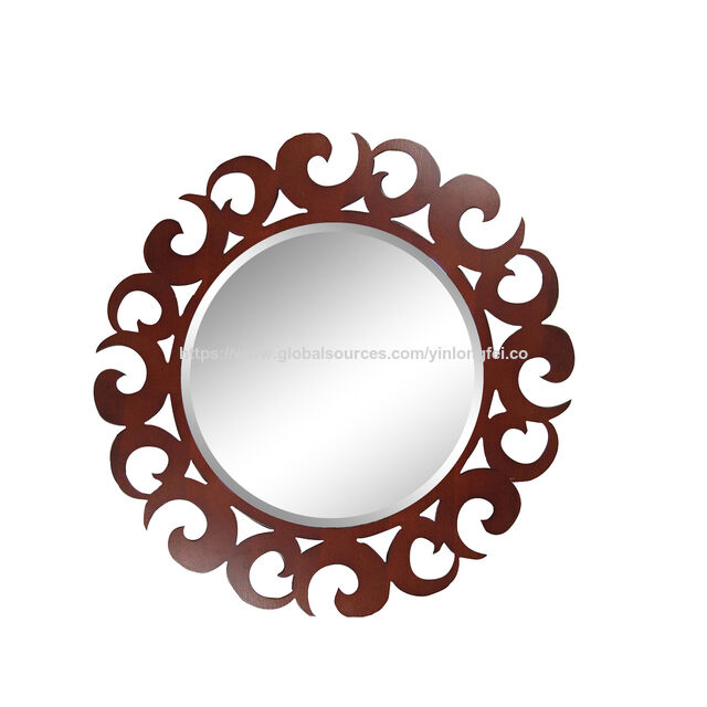Espejo de Marco de Madera con Flores Barato para Decoración de Pared