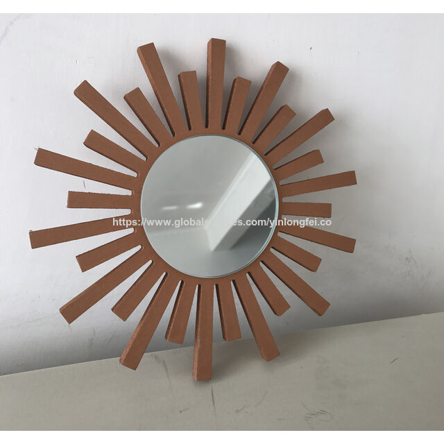 Espejo de Marco de Madera con Flores Barato para Decoración de Pared