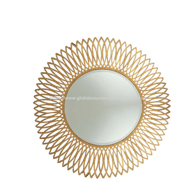 Espejo de Marco de Madera con Flores Barato para Decoración de Pared
