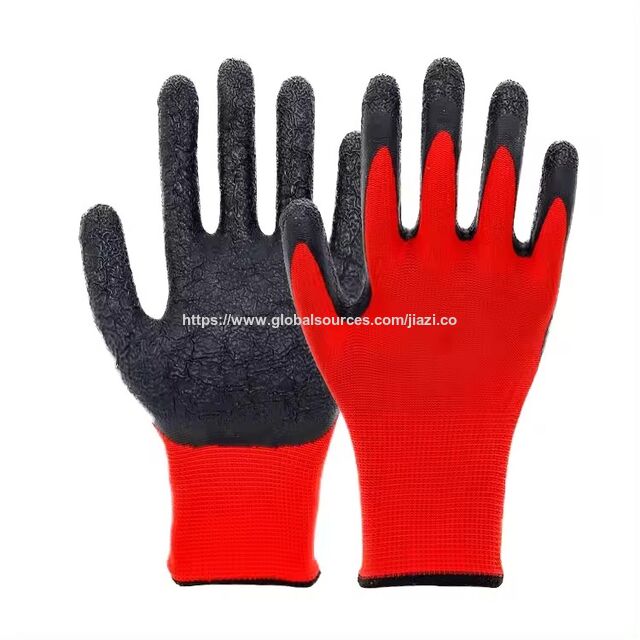 Guantes de trabajo de seguridad para jardinería, recubiertos de látex, de poliéster de alta calidad para construcción industrial