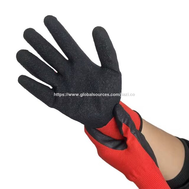 Guantes de trabajo de seguridad para jardinería, recubiertos de látex, de poliéster de alta calidad para construcción industrial