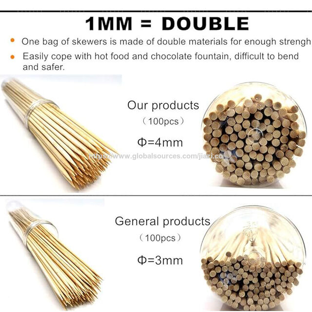Natürliche Bambusspieße für BBQ, Holzspieße zum Grillen, Bambus Paddle Picks, Holzspieße für verschiedene Früchte