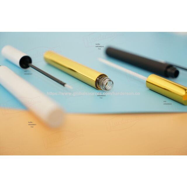 Embalagens cosméticas cilíndricas de alta qualidade Harderson no atacado, feitas de plástico PCR reciclado, em preto fosco, branco brilhante e dourado, para maquilhagem de olhos (eyeliner).