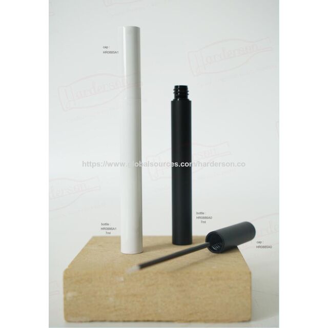 Embalagens cosméticas cilíndricas de alta qualidade Harderson no atacado, feitas de plástico PCR reciclado, em preto fosco, branco brilhante e dourado, para maquilhagem de olhos (eyeliner).