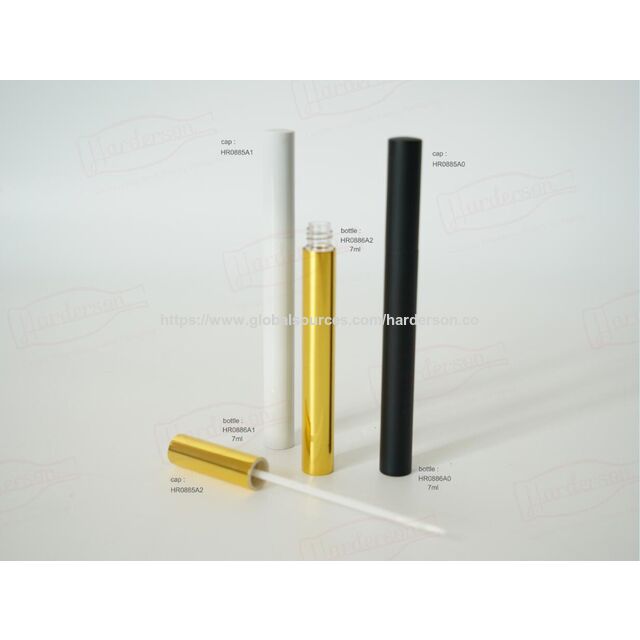 Embalagens cosméticas cilíndricas de alta qualidade Harderson no atacado, feitas de plástico PCR reciclado, em preto fosco, branco brilhante e dourado, para maquilhagem de olhos (eyeliner).