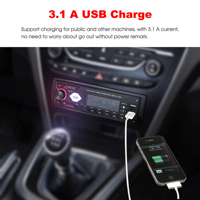 Rádio MP3 Player Hi-Fi para Carro USB/SD com Função Bluetooth/FM/AM