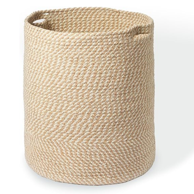 Panier à linge en coton recyclé personnalisable 15x17,7 pouces, panier de rangement en corde tissée pour serviettes, jouets et couvertures, prix d'usine OEM/ODM