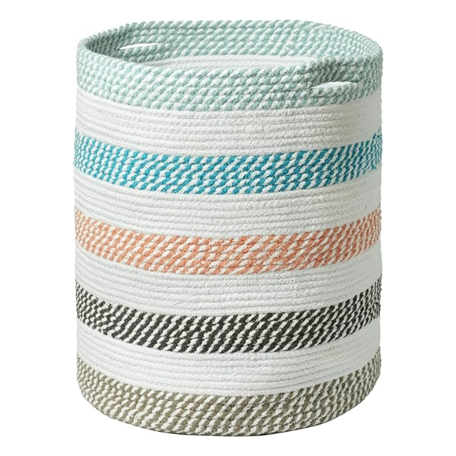 Panier à linge en coton recyclé personnalisable 15x17,7 pouces, panier de rangement en corde tissée pour serviettes, jouets et couvertures, prix d'usine OEM/ODM