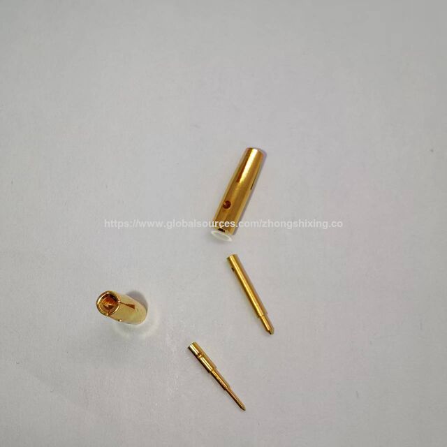Fabricação automatizada de fábrica, agulha de latão, tampão de orifício de cobre, agulha de cobre macho e fêmea, banhado a ouro