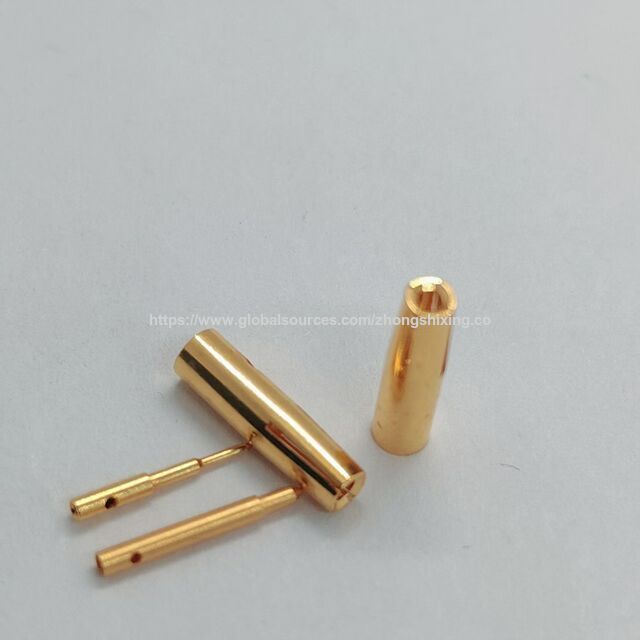 Fabricação automatizada de fábrica, agulha de latão, tampão de orifício de cobre, agulha de cobre macho e fêmea, banhado a ouro