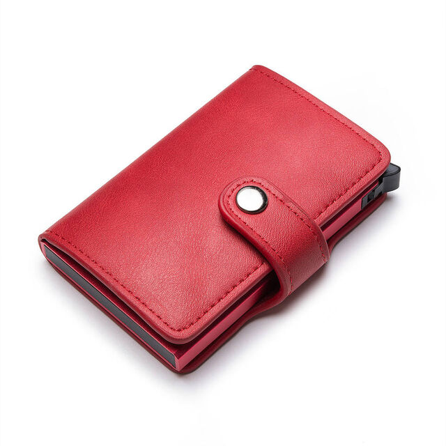 Neues Design Visitenkartenetui mit RFID-Blockierung, Kreditkartenhalter, Geldscheinklammer, Leder