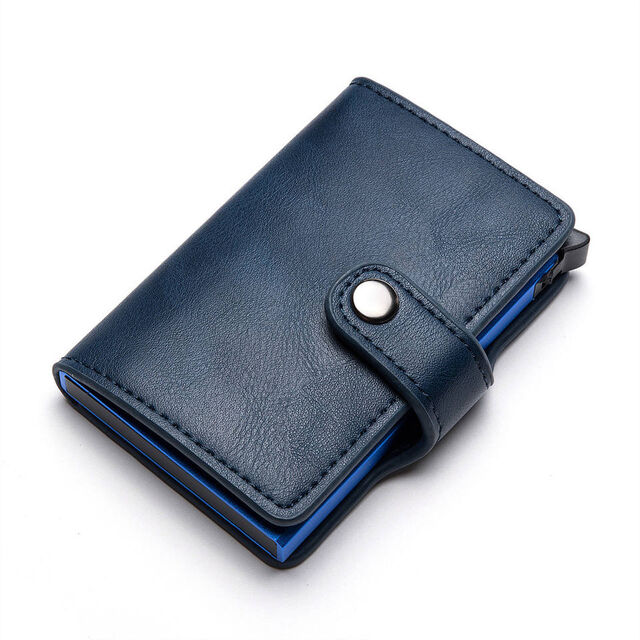 Neues Design Visitenkartenetui mit RFID-Blockierung, Kreditkartenhalter, Geldscheinklammer, Leder