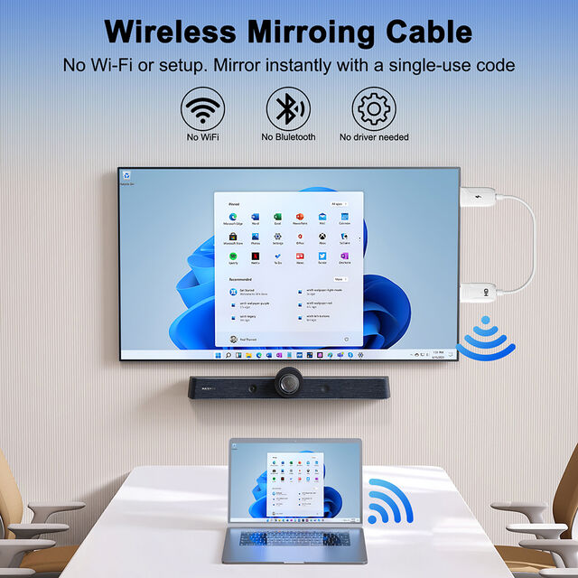 Dongle HDTV sem fio suporta projeção de tela sem fio, TV/display Projetor/sincronização de áudio e vídeo para telefone e laptop