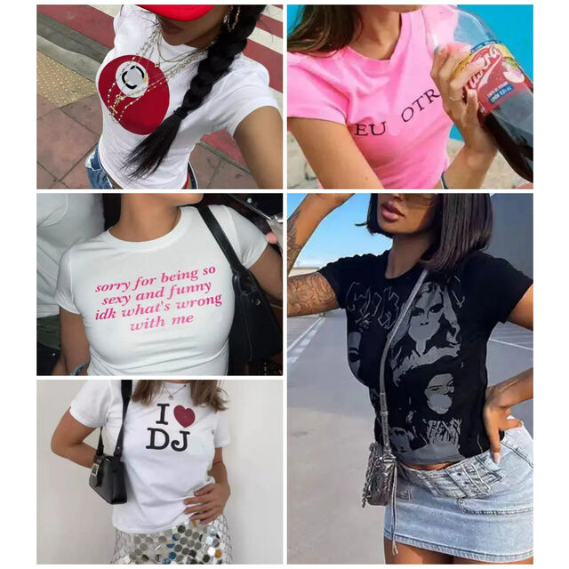 Light Weight Slim Fit Spandex Cotton Blend Sexy Plain T Shirt Round Neck women's Basic Tshirt Baby Tee Fashion Trend Y2k Top