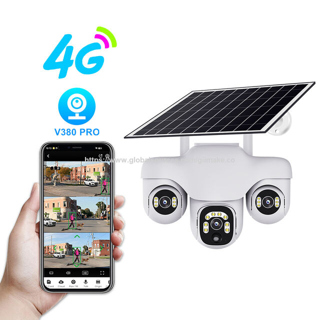 Caméra de surveillance solaire réseau 4G V380, système de caméra de sécurité CCTV sans fil extérieure étanche IP66
