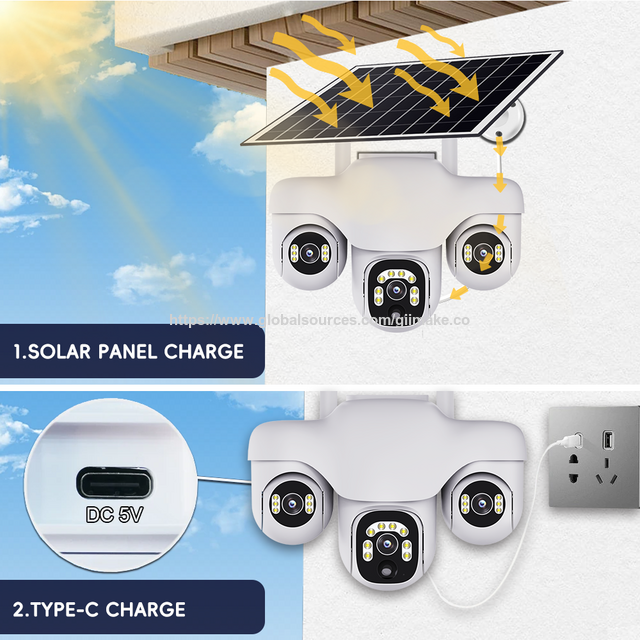 Caméra de surveillance solaire réseau 4G V380, système de caméra de sécurité CCTV sans fil extérieure étanche IP66