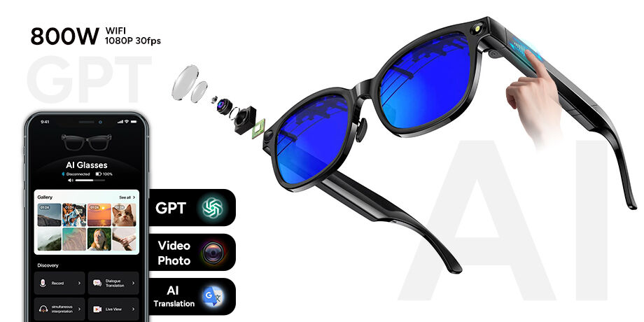 Lunettes De Caméra Vidéo HD 1080p, Lunettes Intelligentes D Portables Randonn%c3%a9e
