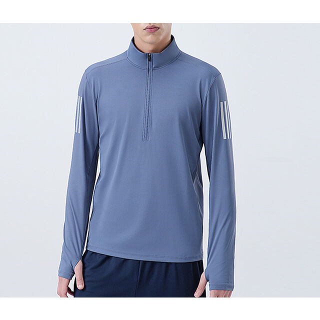 Atacado de roupas de fitness para jogging, jaqueta de lazer de manga comprida com meio zíper e gola alta para homens