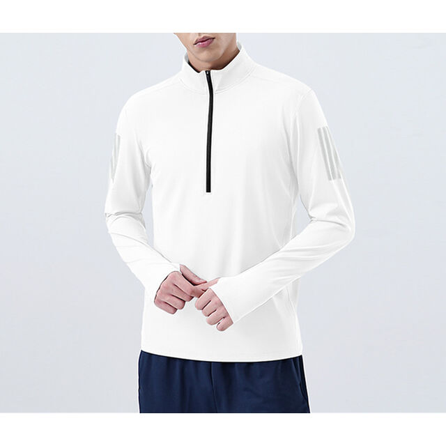 Atacado de roupas de fitness para jogging, jaqueta de lazer de manga comprida com meio zíper e gola alta para homens
