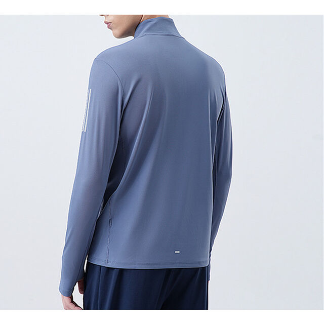 Atacado de roupas de fitness para jogging, jaqueta de lazer de manga comprida com meio zíper e gola alta para homens