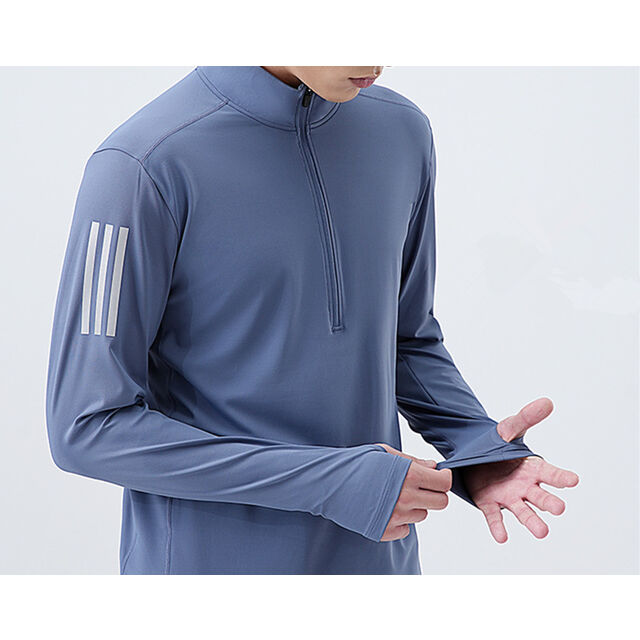 Atacado de roupas de fitness para jogging, jaqueta de lazer de manga comprida com meio zíper e gola alta para homens