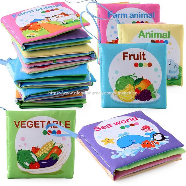 Libro de tela lavable para bebés con actividades sensoriales 3D para la primera infancia - Libro de tela en inglés para la educación temprana del bebé