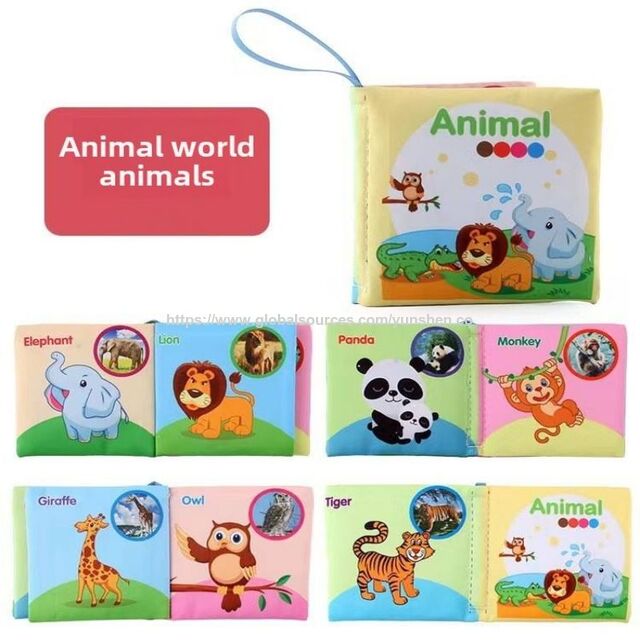 Libro de tela lavable para bebés con actividades sensoriales 3D para la primera infancia - Libro de tela en inglés para la educación temprana del bebé
