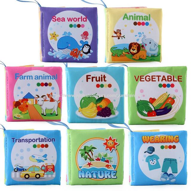 Libro de tela lavable para bebés con actividades sensoriales 3D para la primera infancia - Libro de tela en inglés para la educación temprana del bebé
