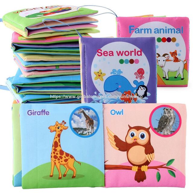 Libro de tela lavable para bebés con actividades sensoriales 3D para la primera infancia - Libro de tela en inglés para la educación temprana del bebé