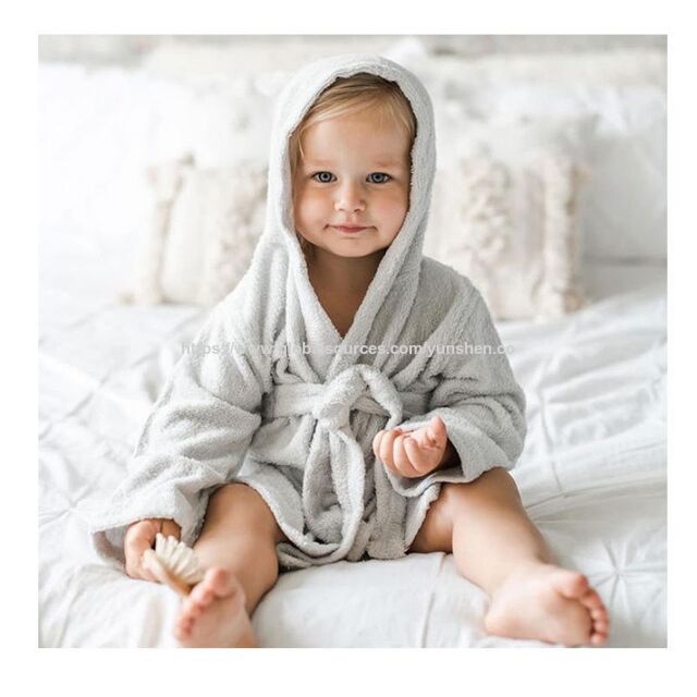Peignoir de Bain Enfant Personnalisé en Gros avec Capuche en Peluche, Poncho en Coton Biologique, Serviette de Bain à Capuche pour Bébés et Enfants